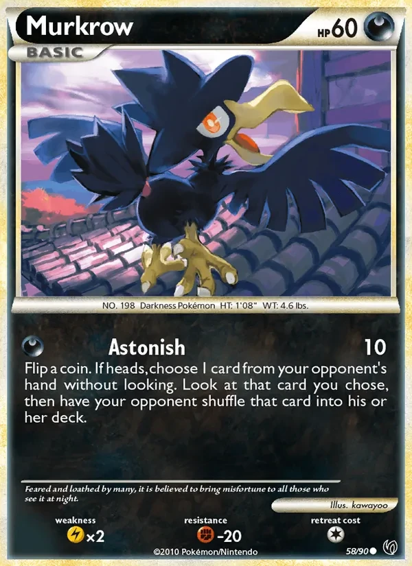 Murkrow 58/90 Undaunted Pokémon kaart