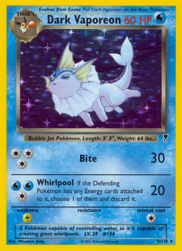 Dark Vaporeon 9/110 Legendary Collection Pokémon Karte