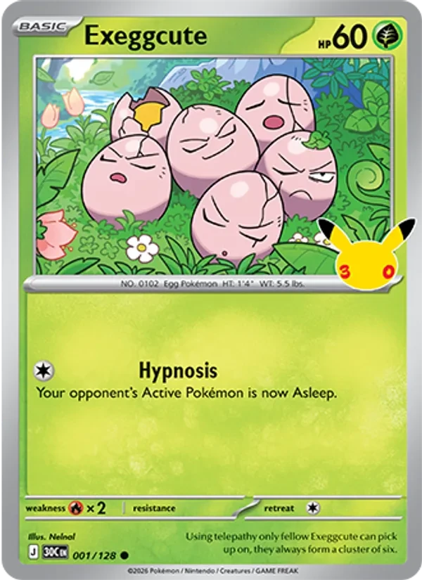 Exeggcute 001/128 30th Celebration Pokémon card