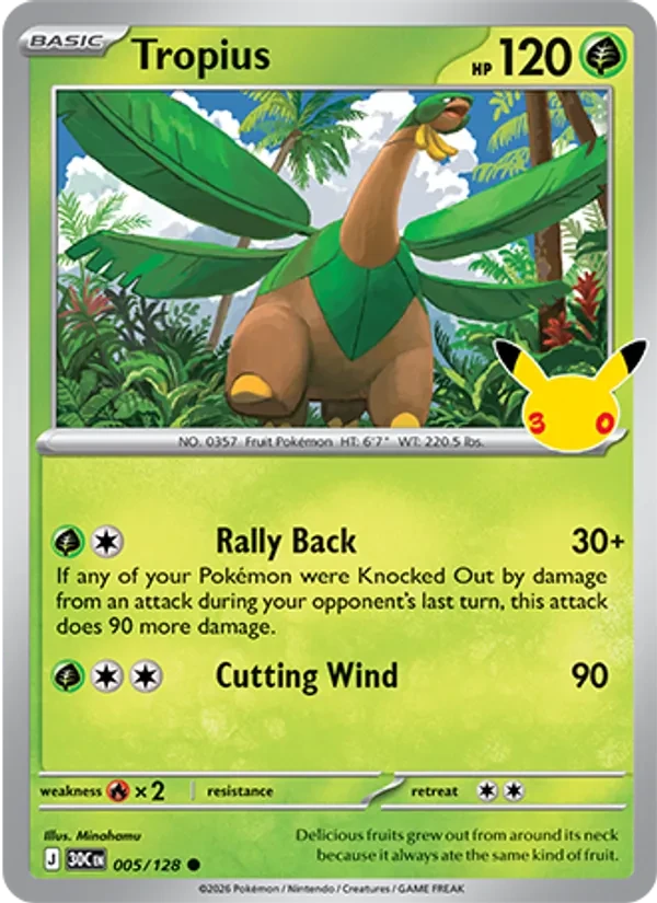 Tropius 005/128 30th Celebration Pokémon Karte
