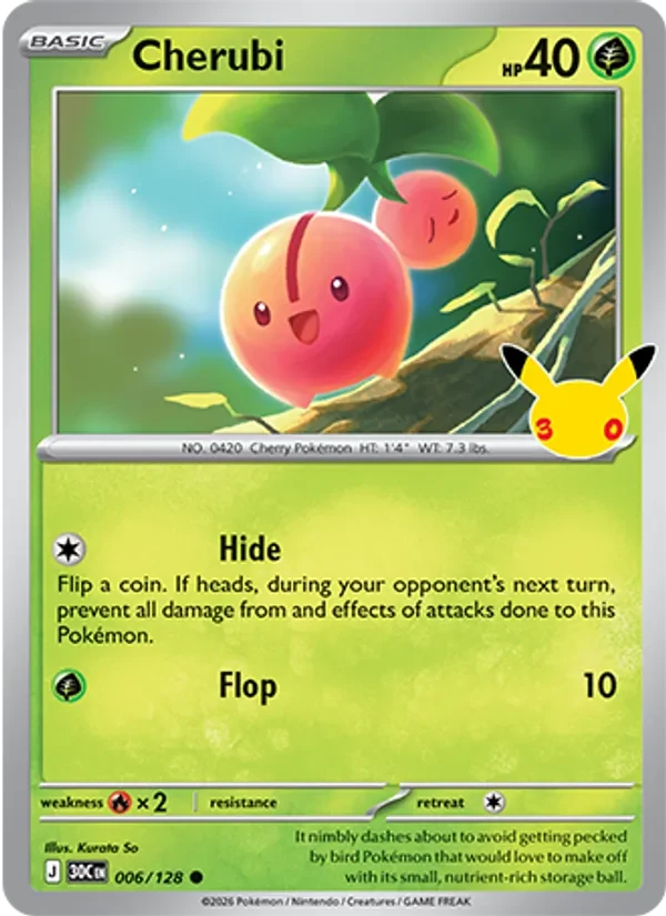 Cherubi 006/128 30th Celebration Pokémon card