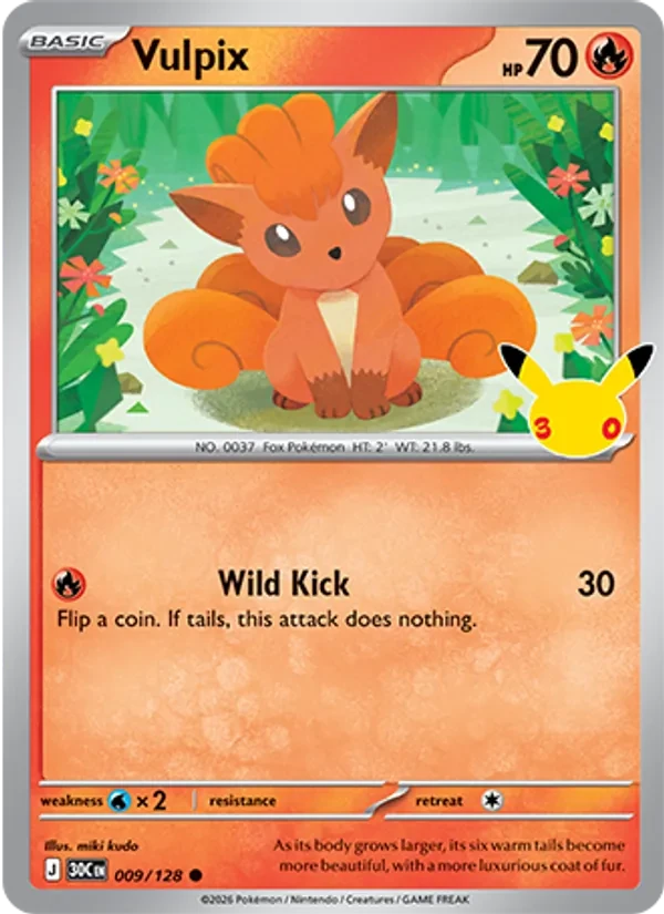 Vulpix 009/128 30th Celebration Pokémon card
