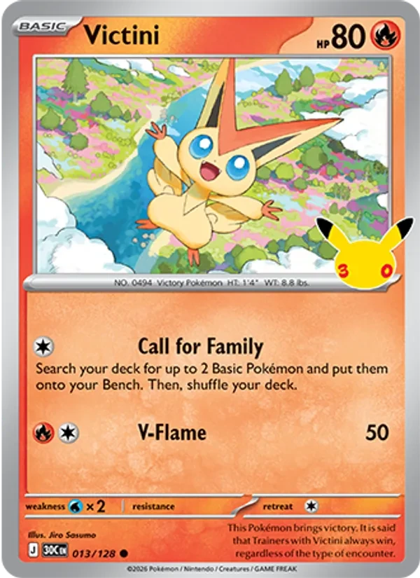 Victini 013/128 30th Celebration Pokémon Karte