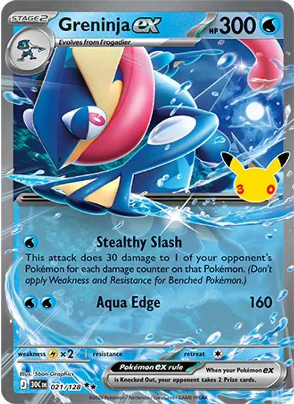 Greninja ex 021/128 30th Celebration Pokémon card