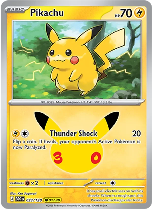 Pikachu 023/128 30th Celebration Pokémon card
