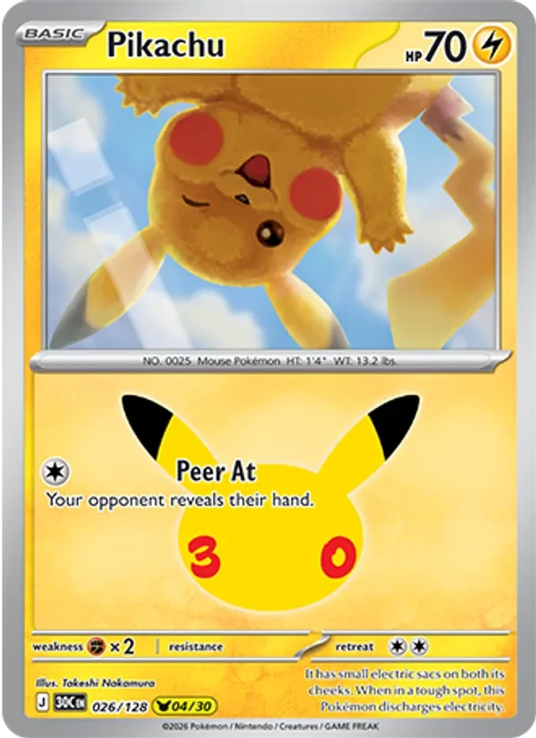 Pikachu 026/128 30th Celebration Pokémon card
