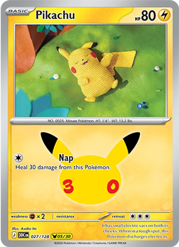 Pikachu 027/128 30th Celebration Pokémon card