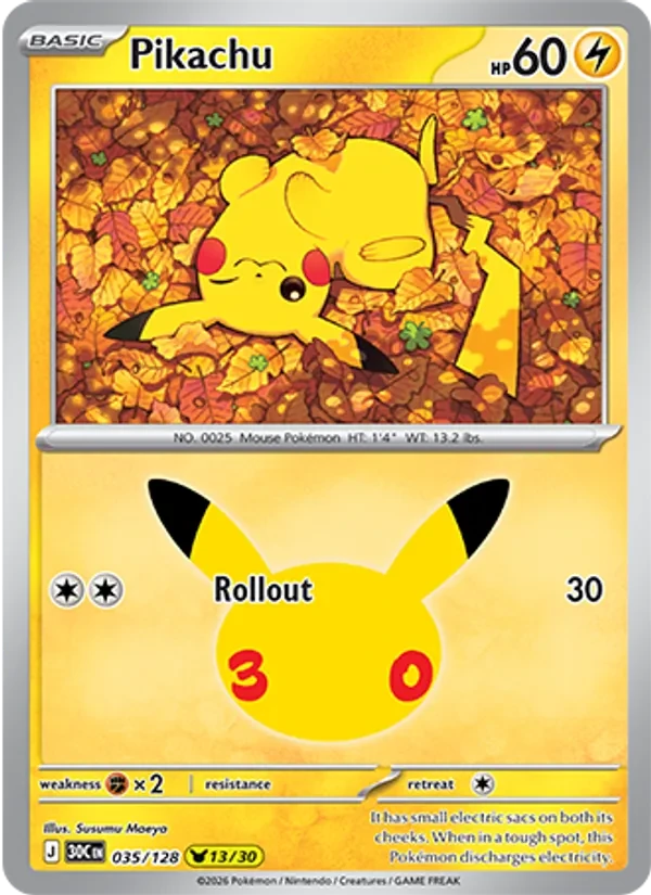 Pikachu 035/128 30th Celebration Pokémon card