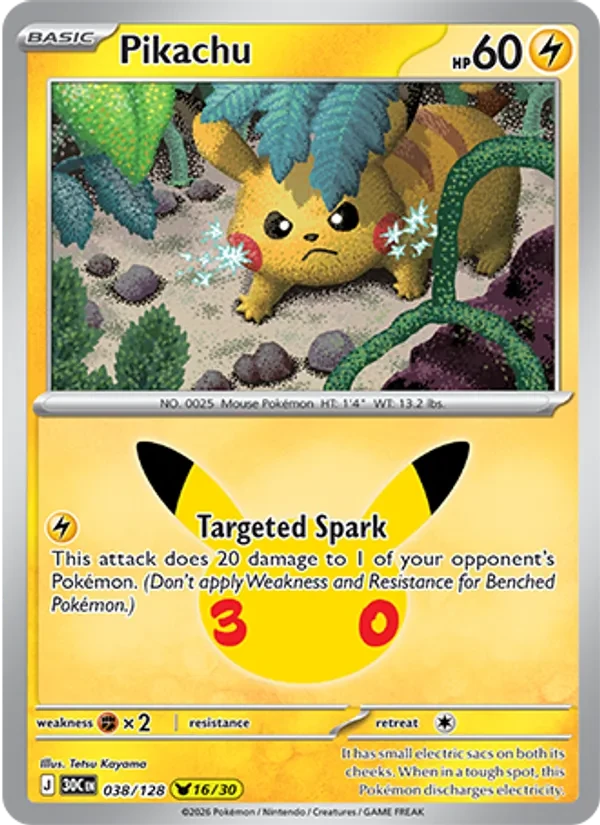 Pikachu 038/128 30th Celebration Pokémon card