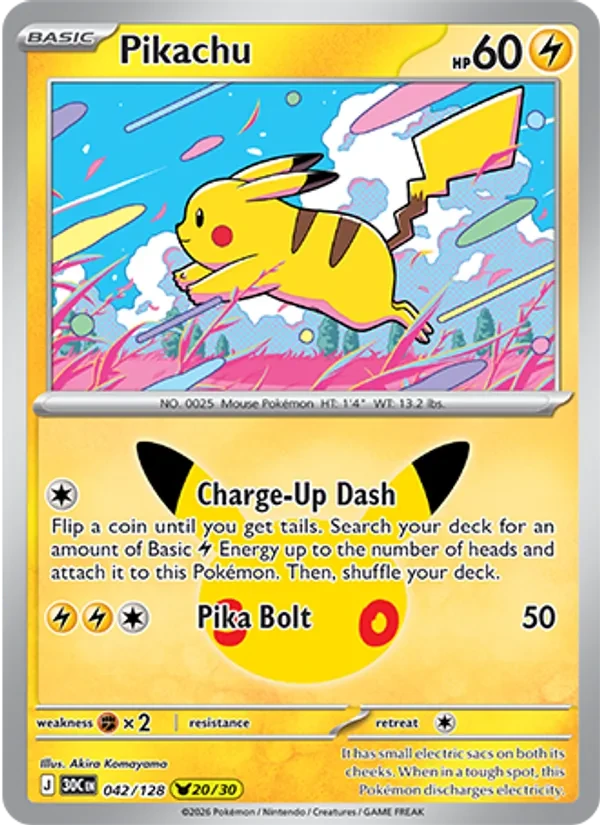 Pikachu 042/128 30th Celebration Pokémon card