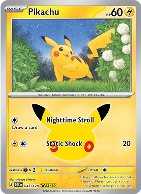 Pikachu 045/128 30th Celebration Pokémon card