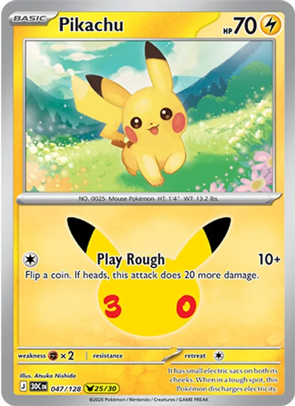 Pikachu 047/128 30th Celebration Pokémon Karte