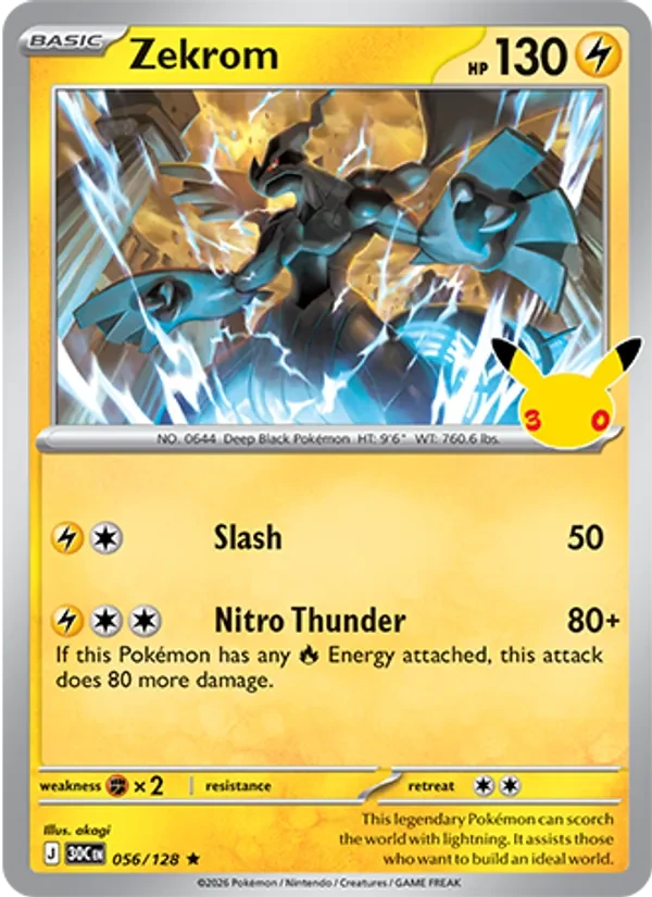 Zekrom 056/128 30th Celebration Pokémon card