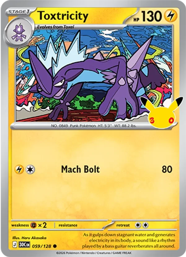 Toxtricity 059/128 30th Celebration Pokémon card