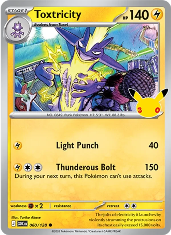 Toxtricity 060/128 30th Celebration Pokémon card