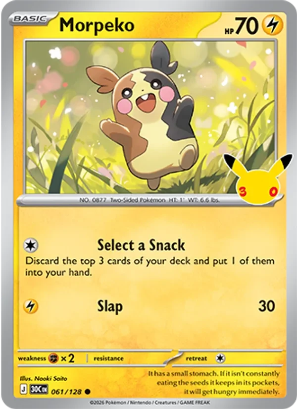 Morpeko 061/128 30th Celebration Pokémon Karte
