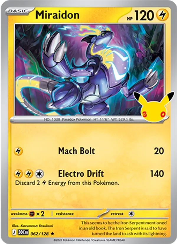Miraidon 062/128 30th Celebration Pokémon card
