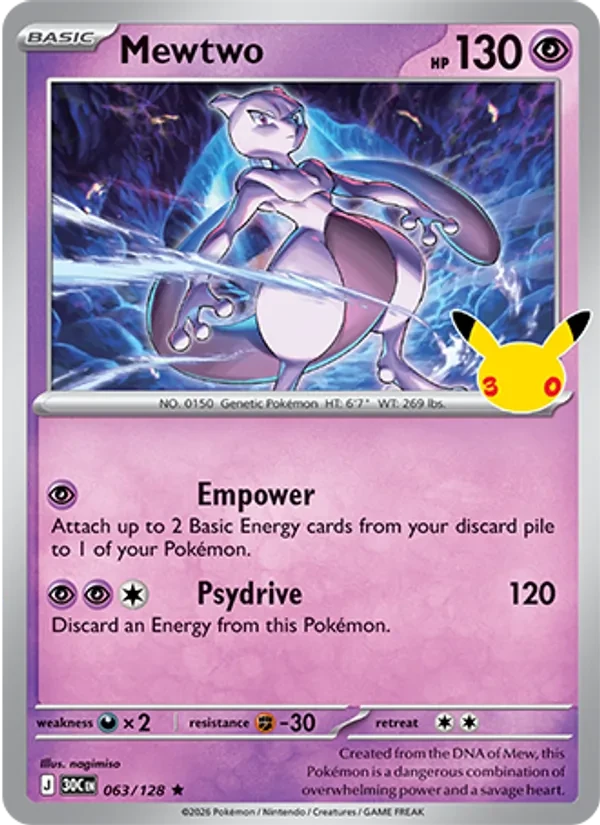 Mewtwo 063/128 30th Celebration Pokémon card