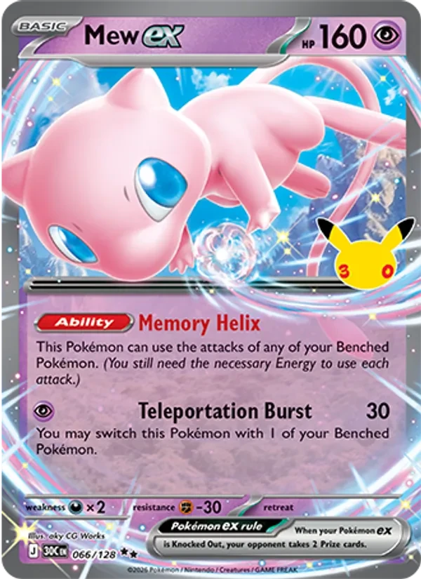 Mew ex 066/128 30th Celebration Pokémon card