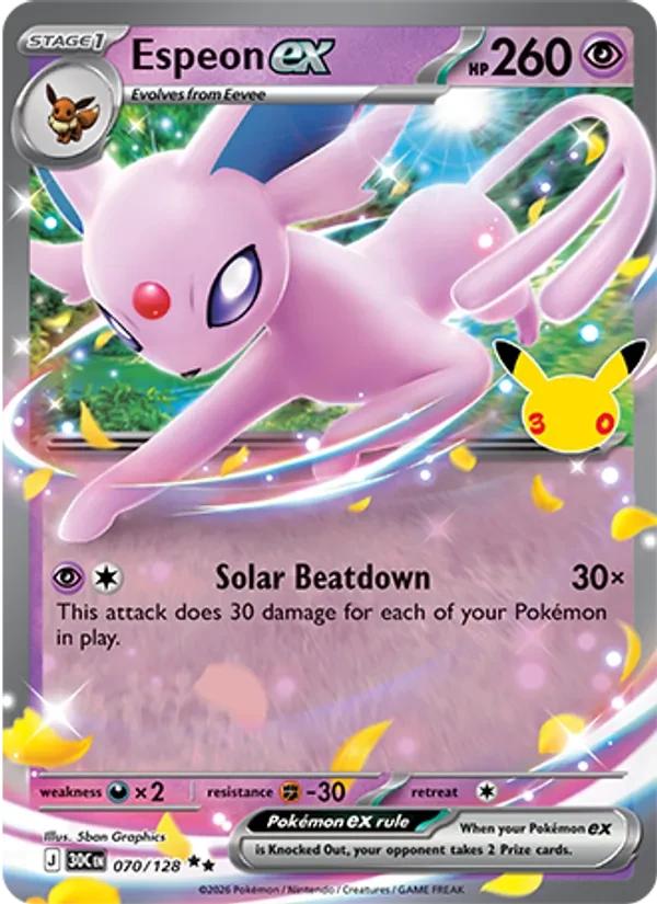 Espeon ex 070/128 30th Celebration Pokémon card