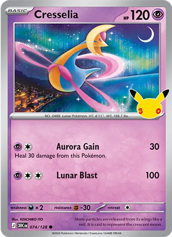 Cresselia 074/128 30th Celebration Pokémon Karte