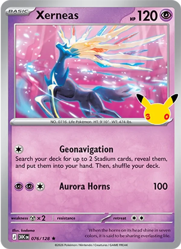 Xerneas 076/128 30th Celebration Pokémon card