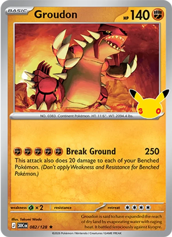 Groudon 082/128 30th Celebration Pokémon card