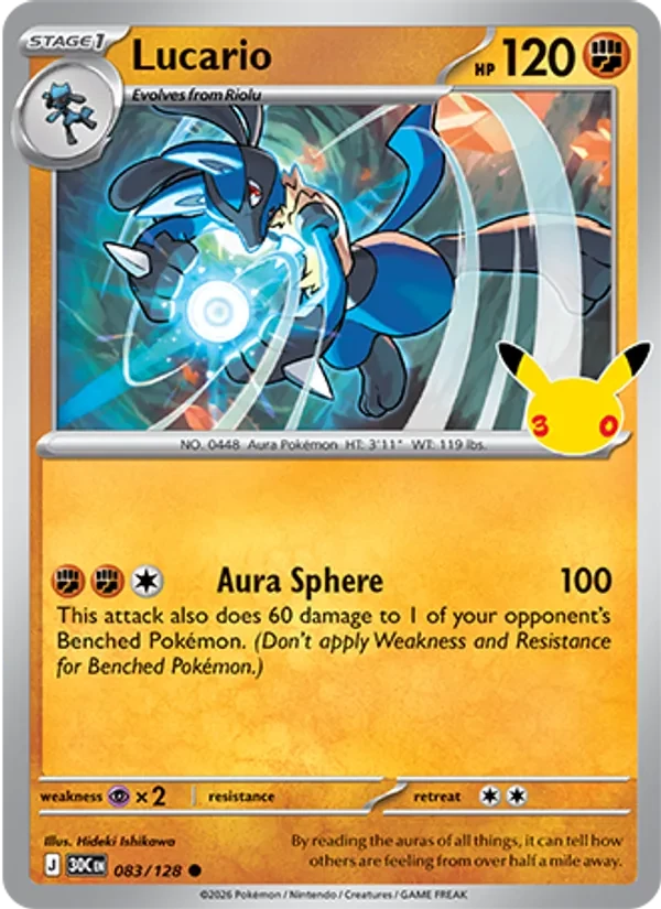 Lucario 083/128 30th Celebration Pokémon card