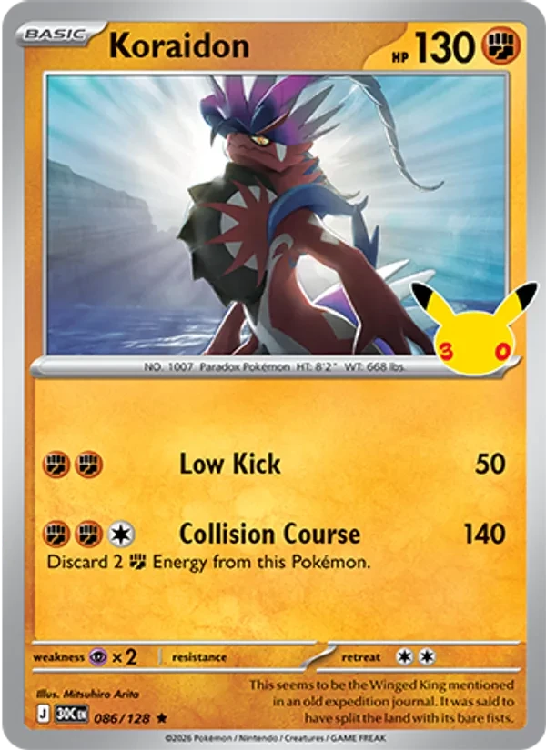 Koraidon 086/128 30th Celebration Pokémon card