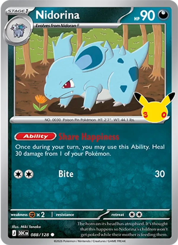 Nidorina 088/128 30th Celebration Pokémon Karte
