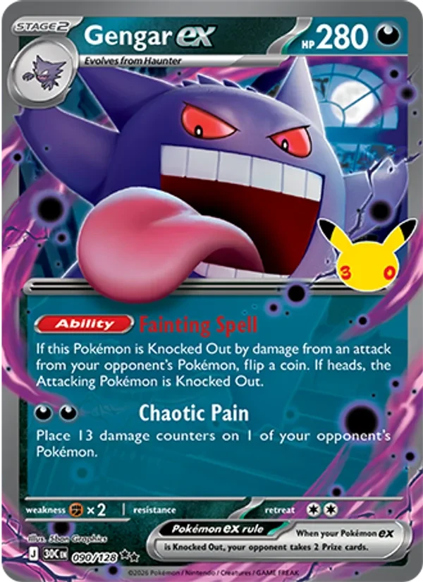 Gengar ex 090/128 30th Celebration Pokémon card