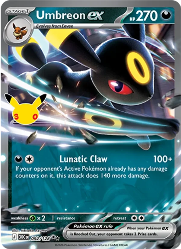 Umbreon ex 092/128 30th Celebration Pokémon card