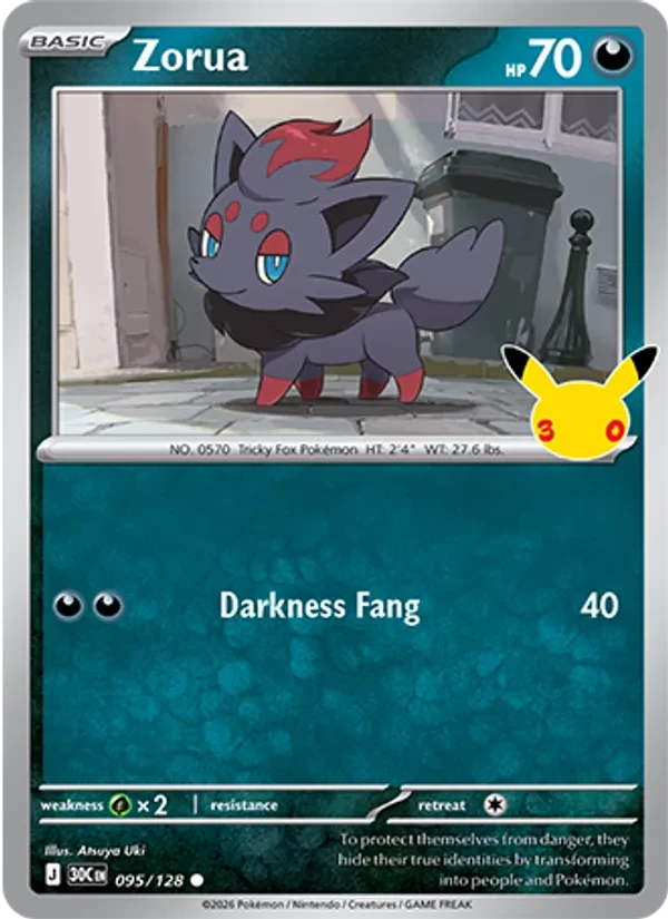Zorua 095/128 30th Celebration Pokémon card