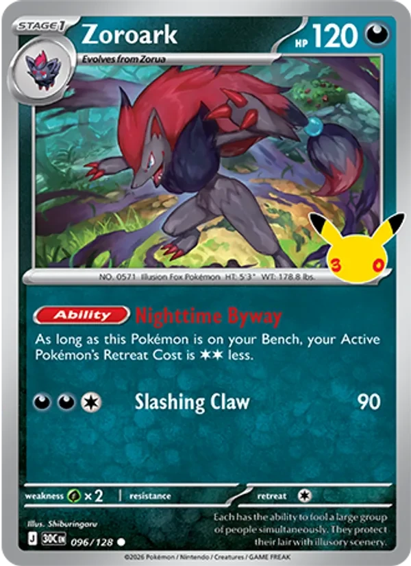 Zoroark 096/128 30th Celebration Pokémon card