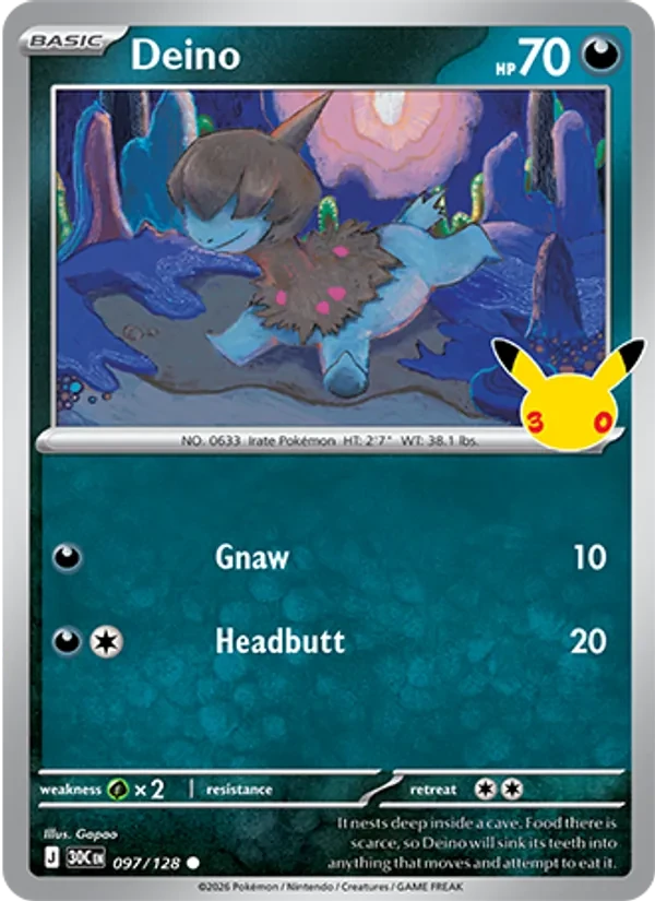 Deino 097/128 30th Celebration Pokémon card