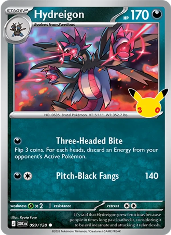 Hydreigon 099/128 30th Celebration Pokémon card