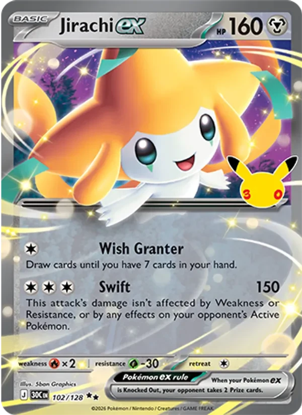 Jirachi ex 102/128 30th Celebration Pokémon card