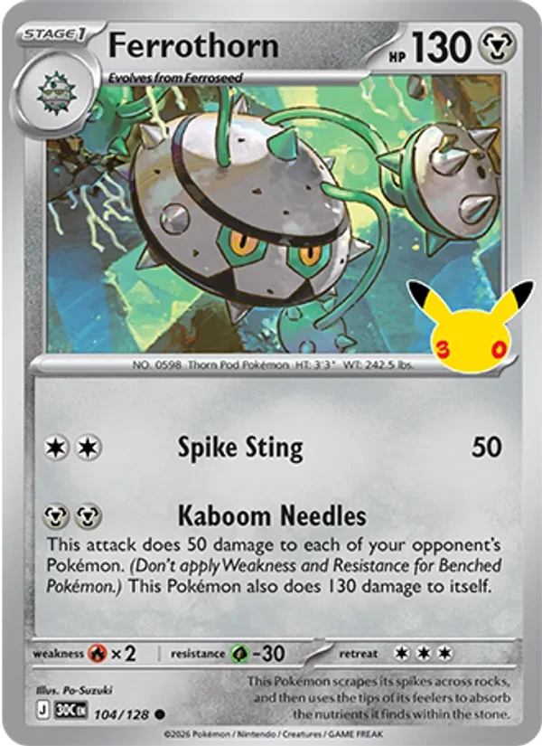 Ferrothorn 104/128 30th Celebration Pokémon card