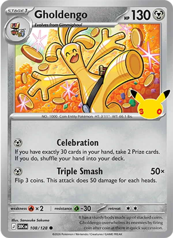 Gholdengo 108/128 30th Celebration Pokémon card