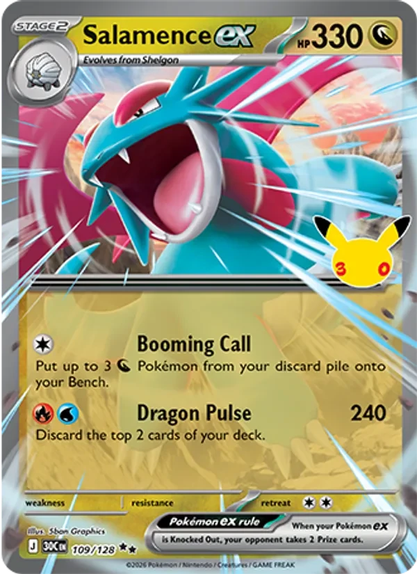 Salamence ex 109/128 30th Celebration Pokémon card