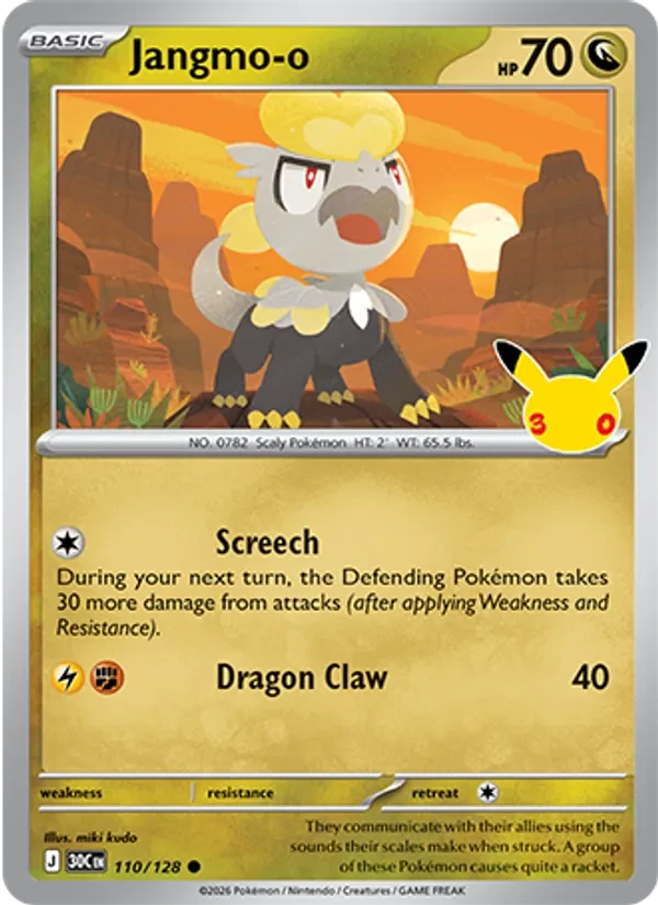 Jangmo-o 110/128 30th Celebration Pokémon card