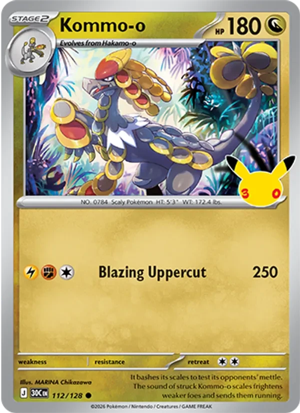 Kommo-o 112/128 30th Celebration Pokémon card