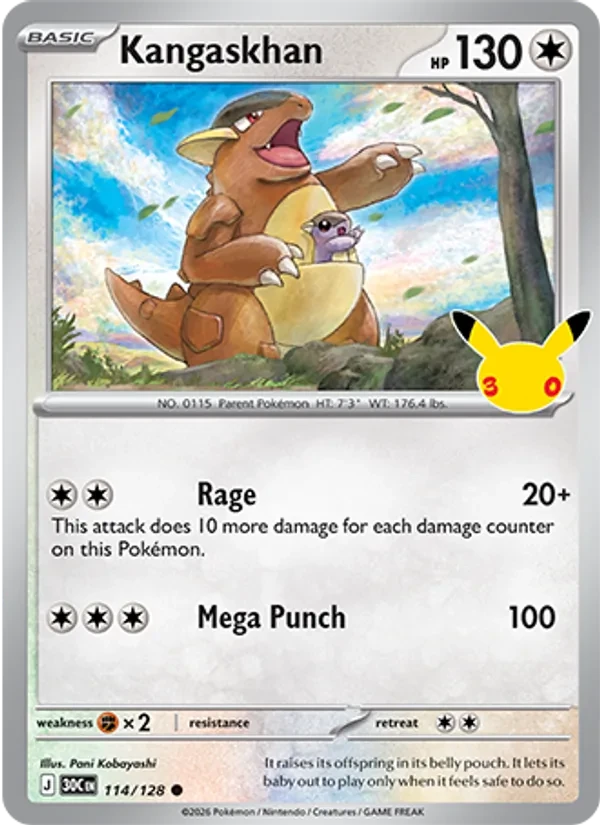 Kangaskhan 114/128 30th Celebration Pokémon Karte