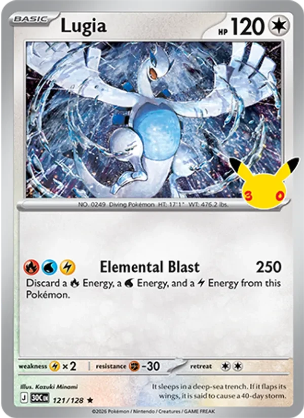 Lugia 121/128 30th Celebration Pokémon card