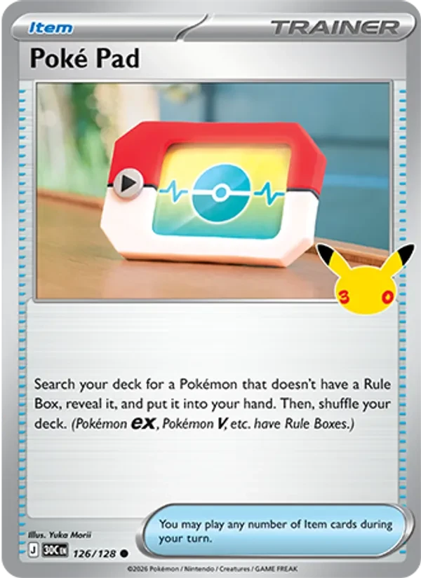 Poké Pad 126/128 30th Celebration Pokémon card