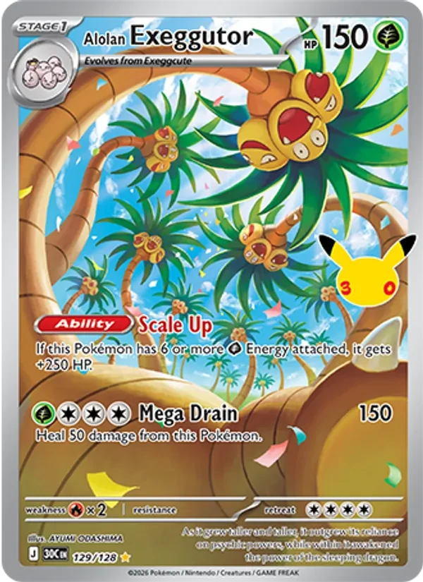 Alolan Exeggutor 129/128 30th Celebration Pokémon card