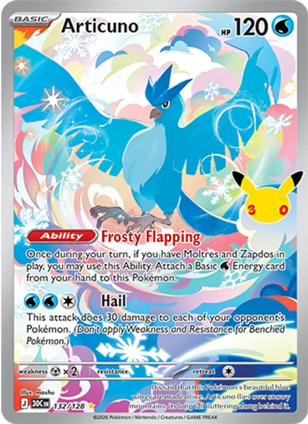 Articuno 132/128 30th Celebration Pokémon card