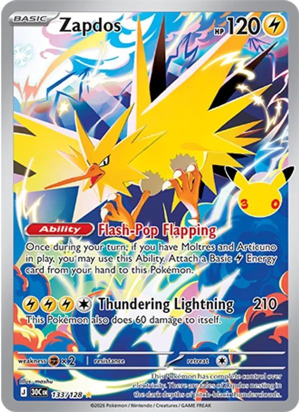 Zapdos 133/128 30th Celebration Pokémon Karte