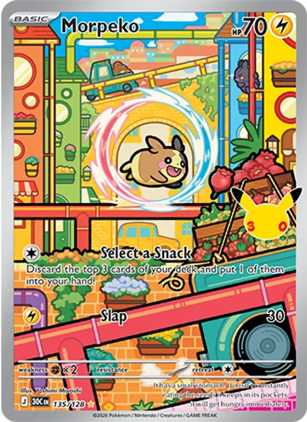 Morpeko 135/128 30th Celebration Pokémon card