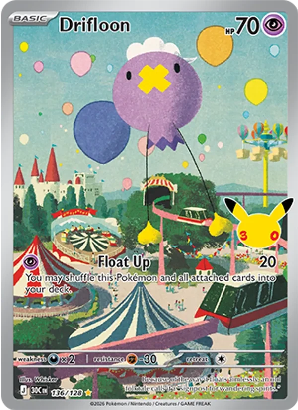 Drifloon 136/128 30th Celebration Pokémon card